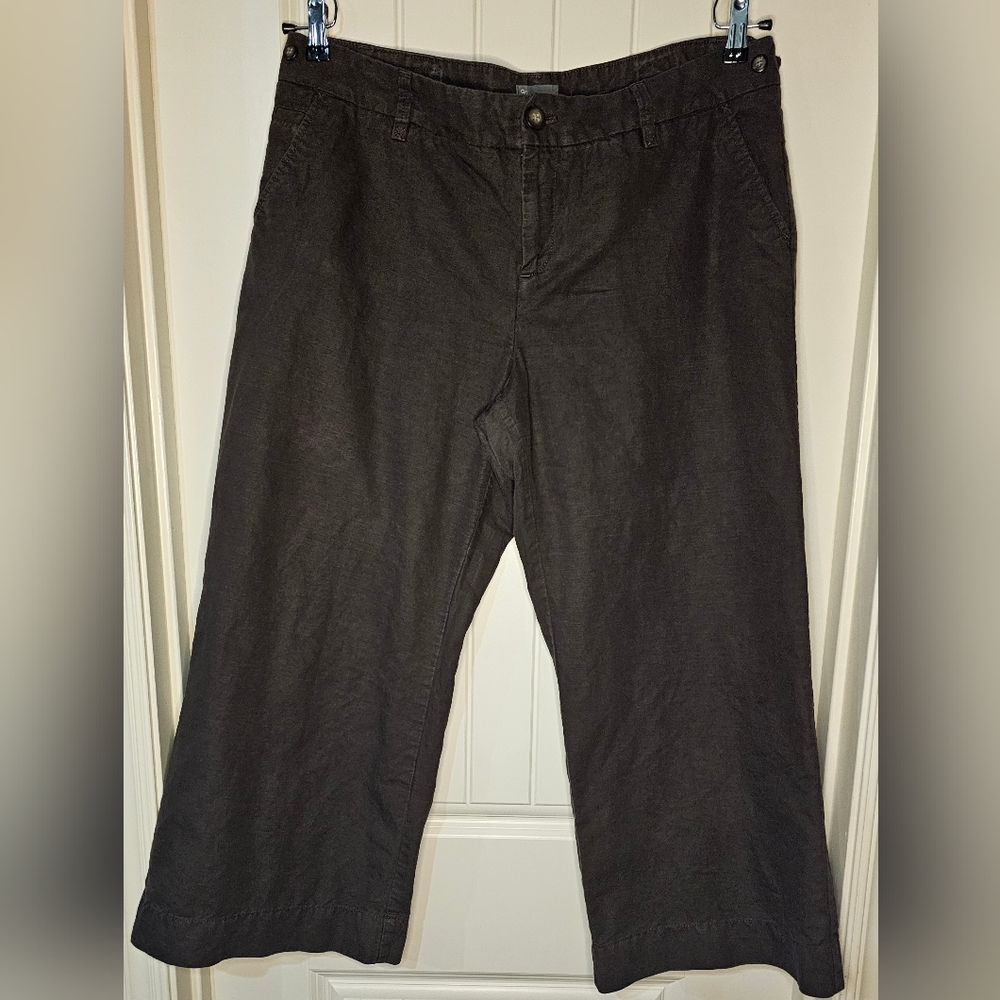 [GAP] Espresso Brown Collettes Cropped Capri Pant ☆ Linen Blend 《14》